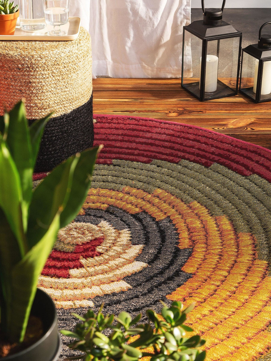 In- & Outdoor-Teppich rund Kenya Multicolor - benuta PLUS - RugDreams®