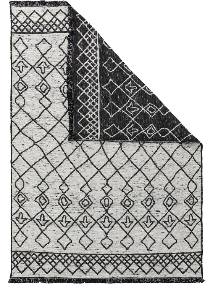 Teppich aus recyceltem Material Vigo Beige/Schwarz - benuta PLUS - RugDreams®