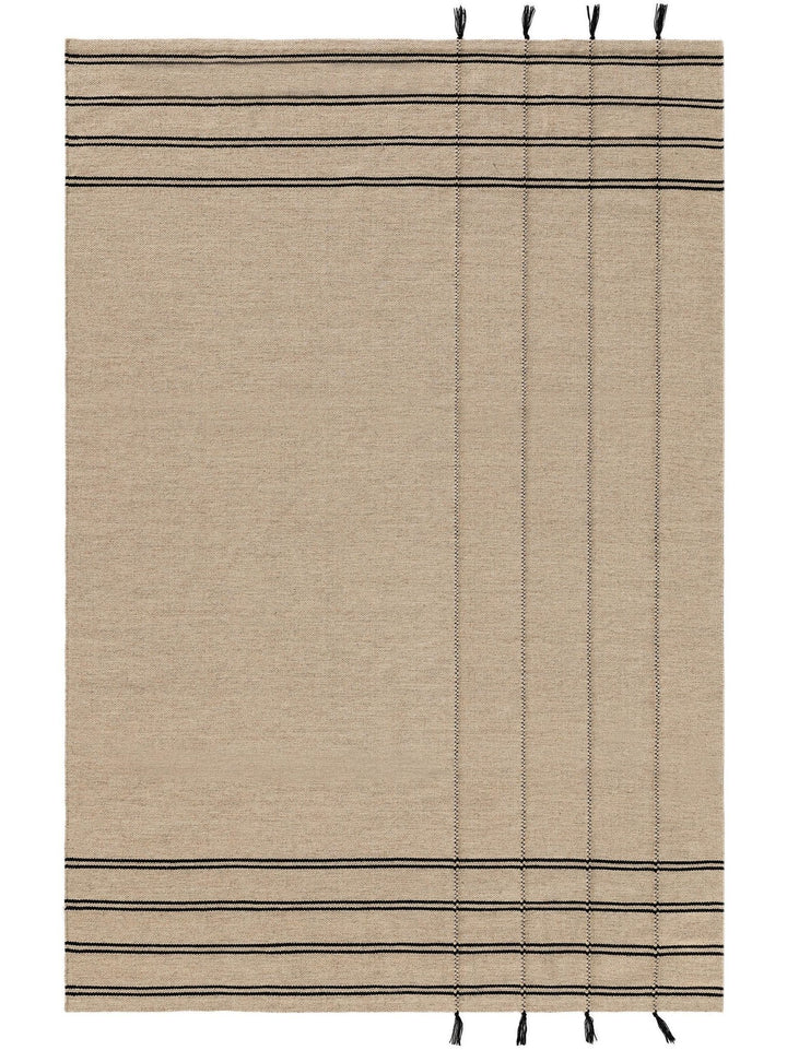 Wollteppich Kambiz Beige/Schwarz - benuta NATURALS - RugDreams®